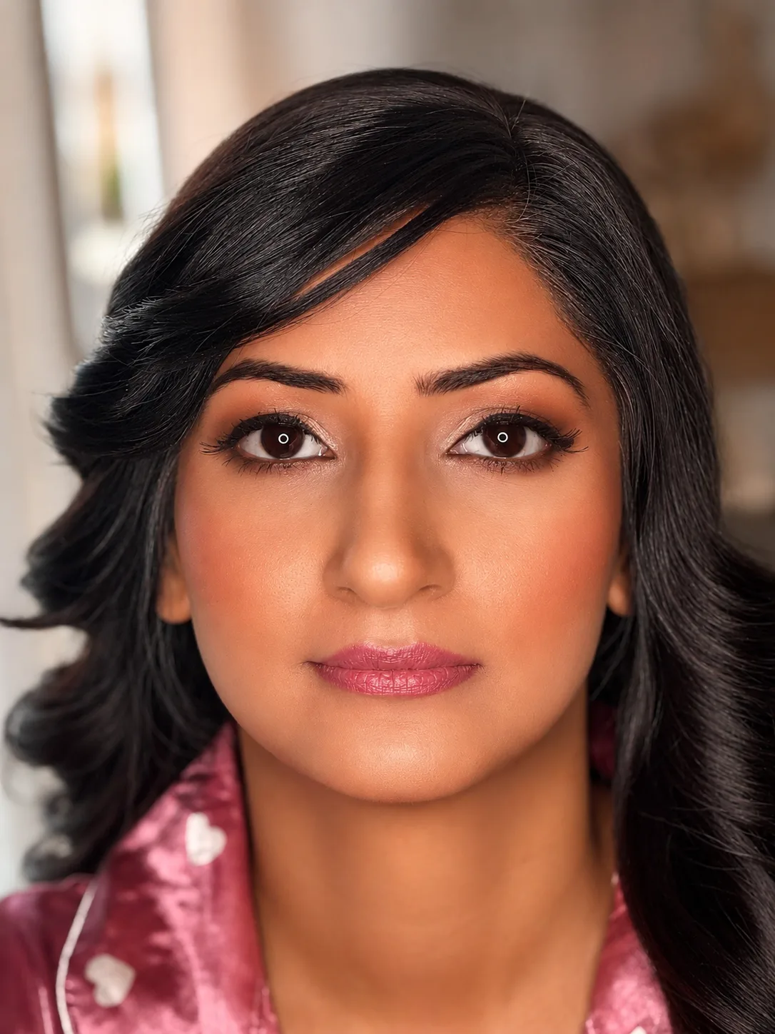 Bridal makeup by MZ Makeup - defined liner, warm brown shadow and soft berry-pink lip