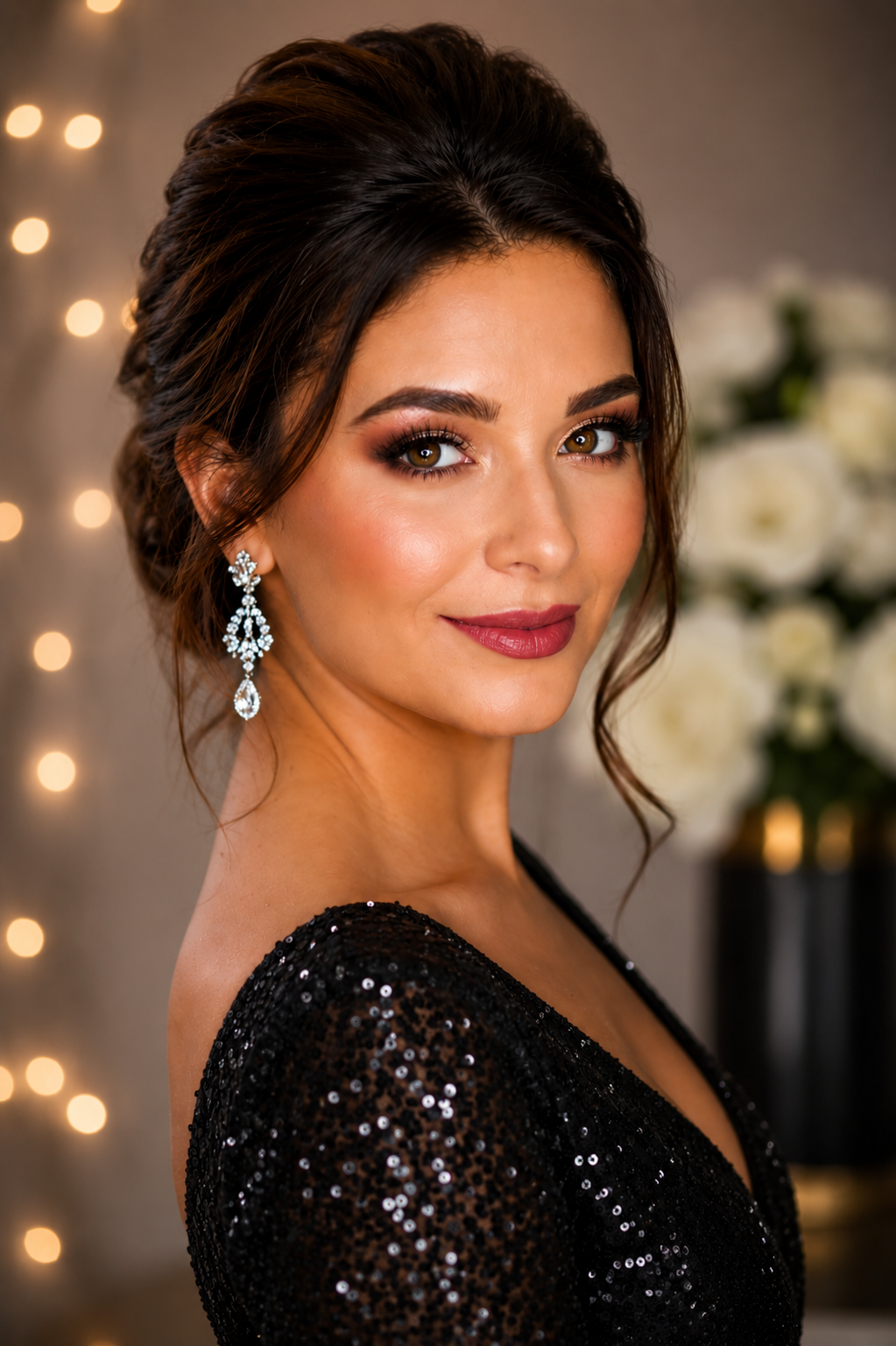 Bold glam party makeup look by mobile makeup artist MZ Makeup, Luton