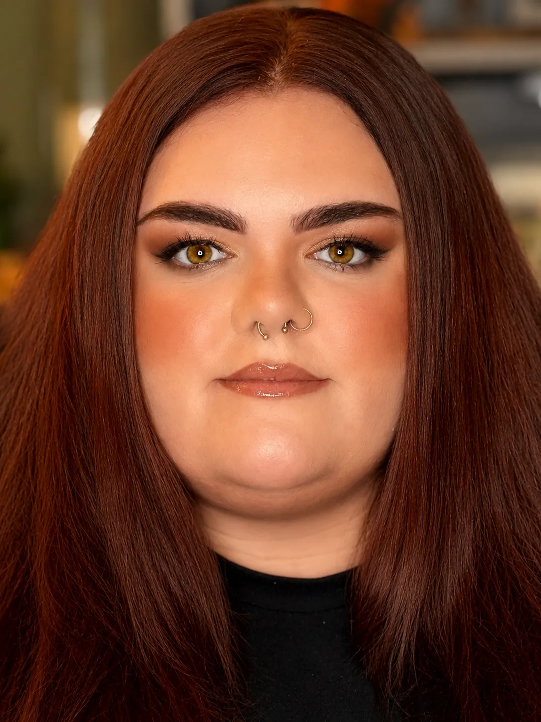 Party makeup - defined black liner, warm amber shadow and nude-mauve lip by MZ Makeup Bedfordshire