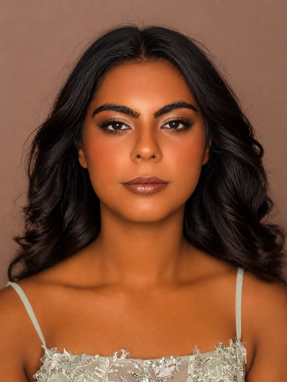 Prom makeup - warm brown smoky eye, defined liner and glossy bronze lip by MZ Makeup Bedfordshire