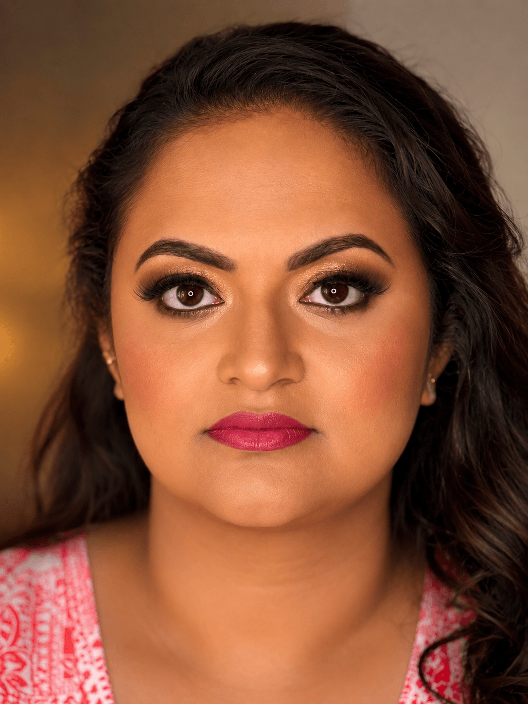 Bronze Smoky Eye Party Makeup | MZ Makeup Bedfordshire Party makeup with warm bronze smoky eye and berry-pink lip on medium/tan skin by MZ Makeup Bedfordshire