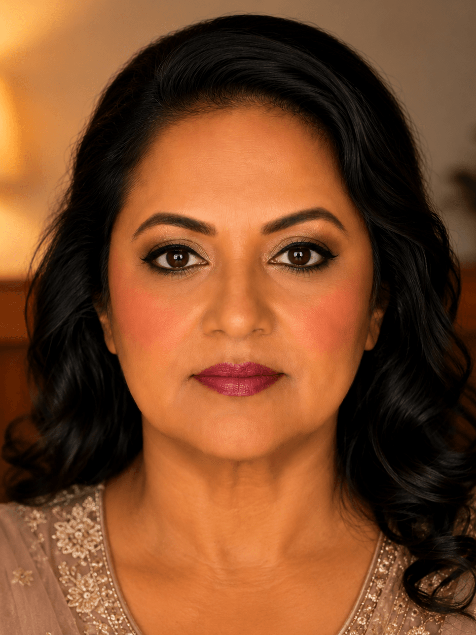 Soft Smoky Eye Party Makeup | MZ Makeup Hertfordshire Party makeup with soft smoky eye, winged liner and berry-pink lip on mature skin by MZ Makeup Hertfordshire