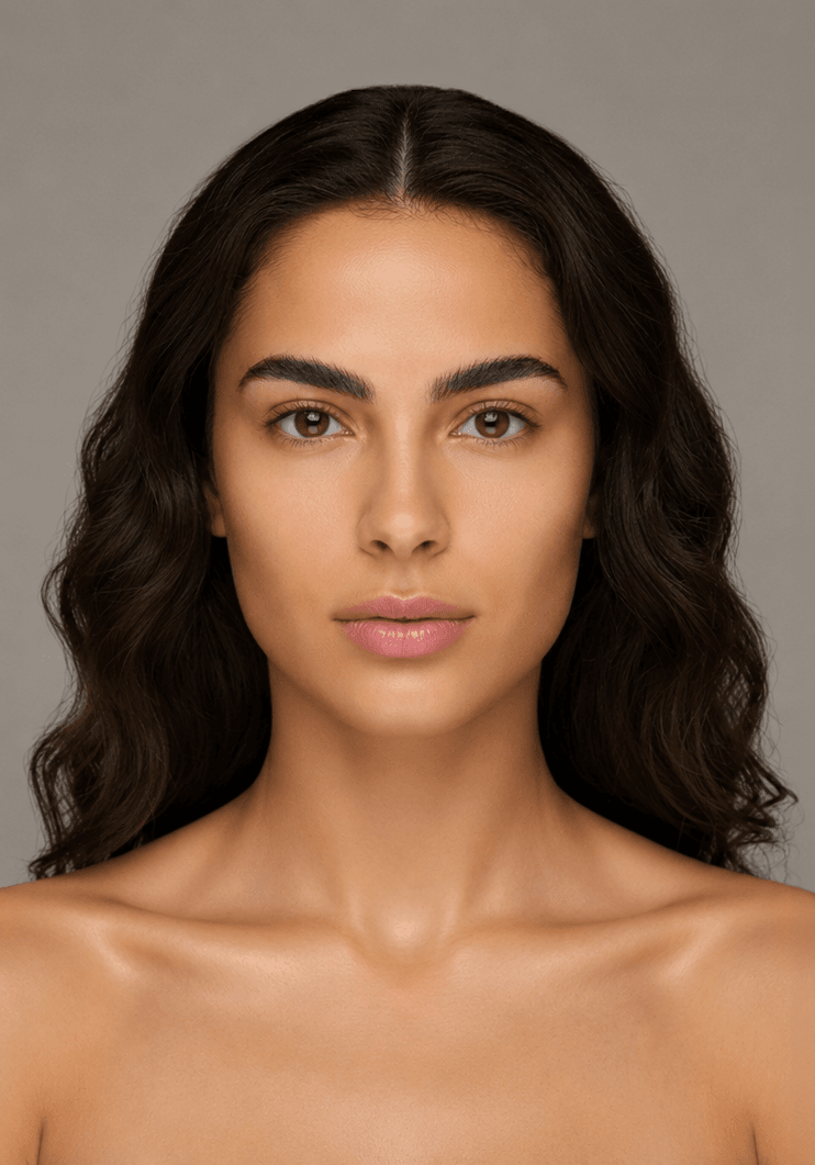 Bare skin before makeup application on medium skin tone, natural canvas ready for full glam by MZ Makeup