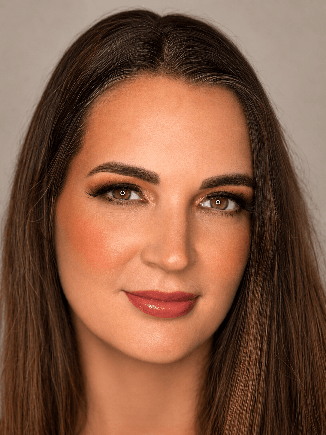 Terracotta Shimmer Eye Party Makeup - MZ Makeup Bedfordshire Party makeup - warm terracotta shimmer eye and glossy rosy-red lip by MZ Makeup