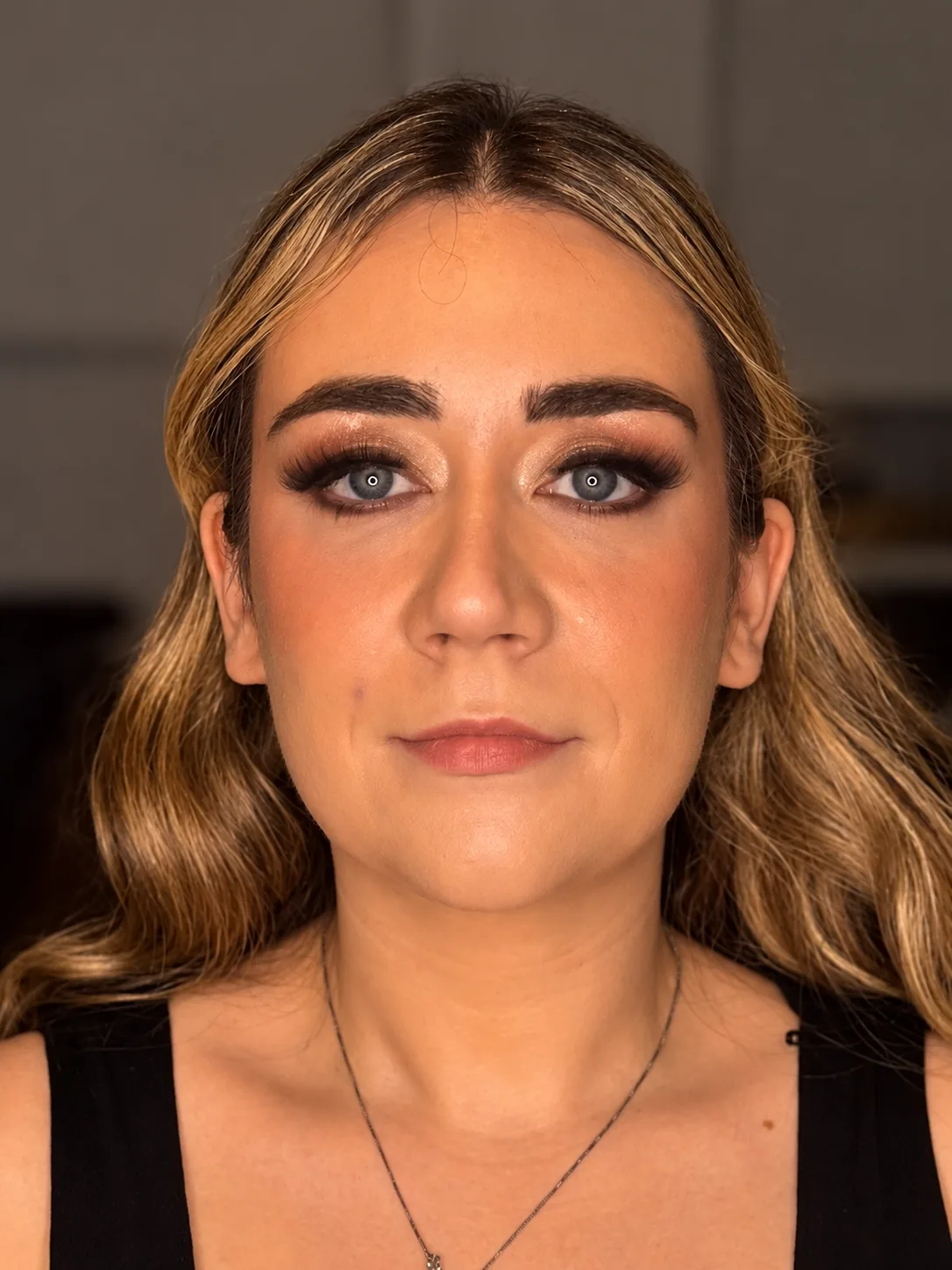Rose Gold Champagne Eye Party Makeup - MZ Makeup Bedfordshire Party makeup - rose-gold champagne eye and mauve-pink lip by MZ Makeup